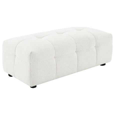 Everly Off White Boucle Upholstered Rectangular Ottoman by Coaster at Eve Furniture