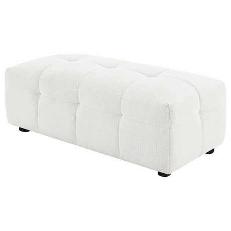 Everly Off White Boucle Upholstered Rectangular Ottoman by Coaster at Eve Furniture