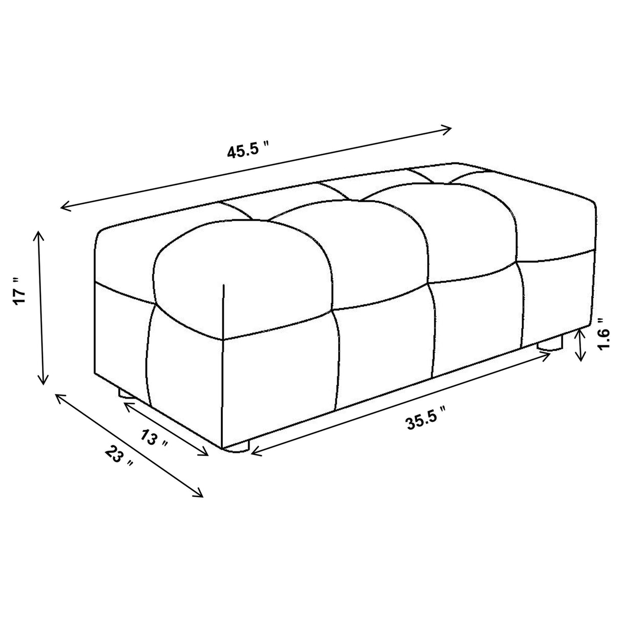 Everly Off White Boucle Upholstered Rectangular Ottoman by Coaster at Eve Furniture