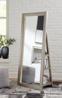 Evesen Champagne Floor Standing Mirror with Storage by Ashley at Eve Furniture