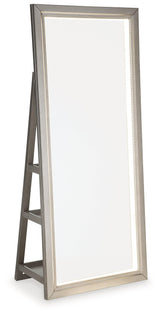 Evesen Champagne Floor Standing Mirror with Storage by Ashley at Eve Furniture
