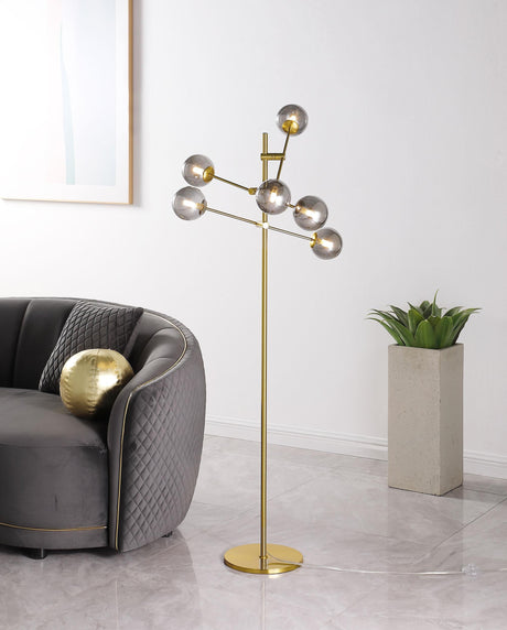 Exline Gold 62-inch Molecular Smoked Orb Metal Floor Lamp by Coaster at Eve Furniture
