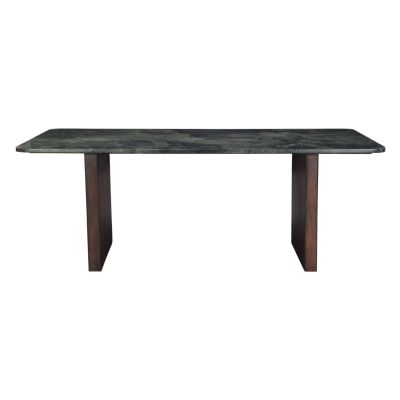Abstract 82" Dining Table in Marble and Dark Mango Base