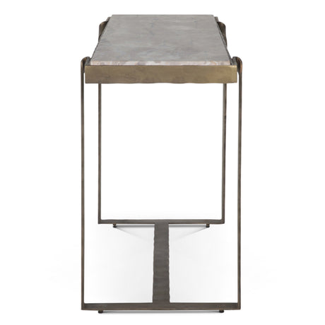 Argos 52" Console Table with Capri Beige Marble Top and Antique Brass Base by Home Trends & Design at Eve Furniture