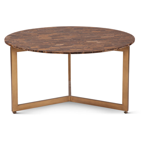 Calico 36" Coffee Table in Tiger Eye with Antique Gold Base by Home Trends & Design at Eve Furniture