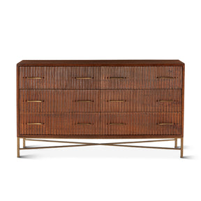 Cosmopolitan 69" Six Drawer Dresser in Honey Brown by Home Trends & Design at Eve Furniture