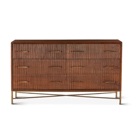 Cosmopolitan 69" Six Drawer Dresser in Honey Brown by Home Trends & Design at Eve Furniture
