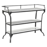 Downey 50" Console Table with White Marble and Black Metal Base