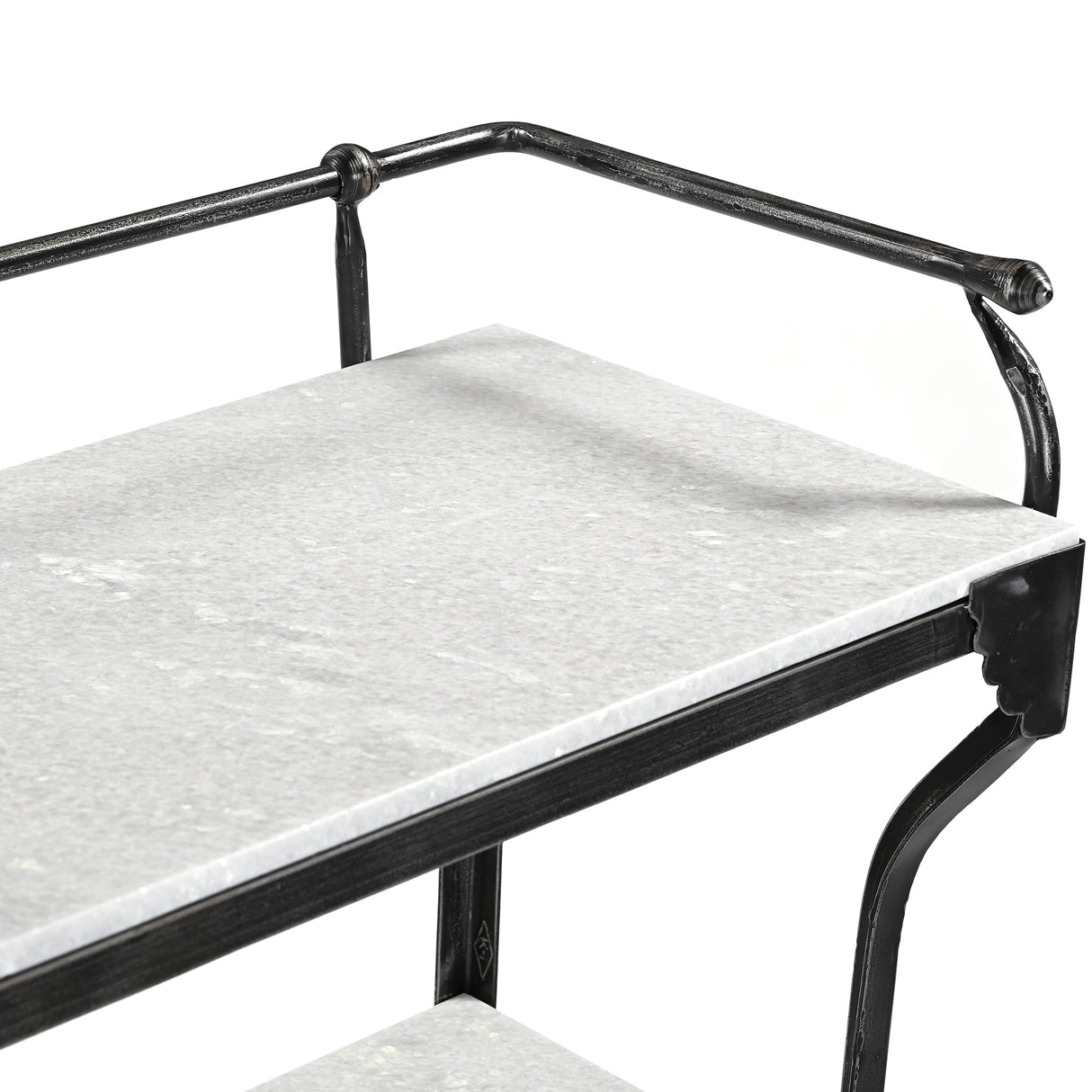 Downey 50" Console Table with White Marble and Black Metal Base