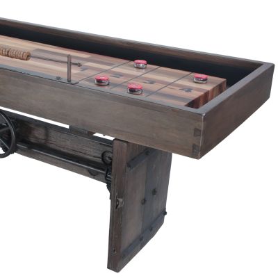 Eiffel 132" Reclaimed Burnt Brown Shuffleboard Table with Pucks