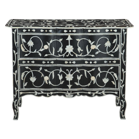 Fleur 42" Two Drawer Chest with Floral Horn Inlay by Home Trends & Design at Eve Furniture