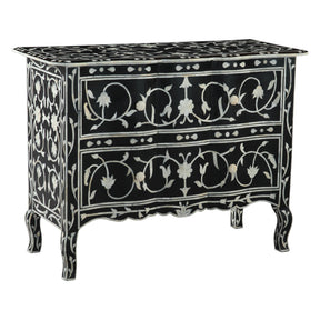 Fleur 42" Two Drawer Chest with Floral Horn Inlay by Home Trends & Design at Eve Furniture