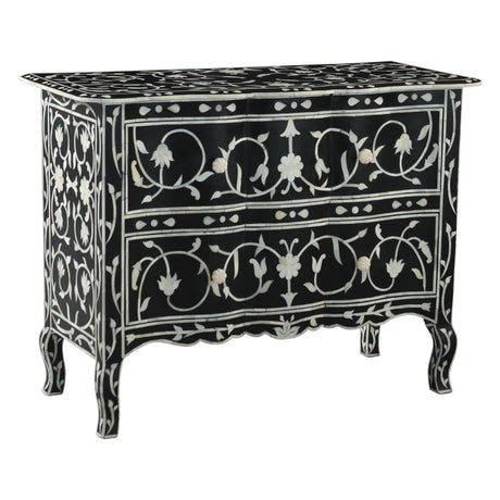 Fleur 42" Two Drawer Chest with Floral Horn Inlay by Home Trends & Design at Eve Furniture