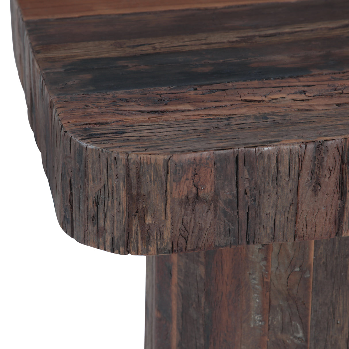 Hickory 26" Brown Side Table in Reclaimed Wood