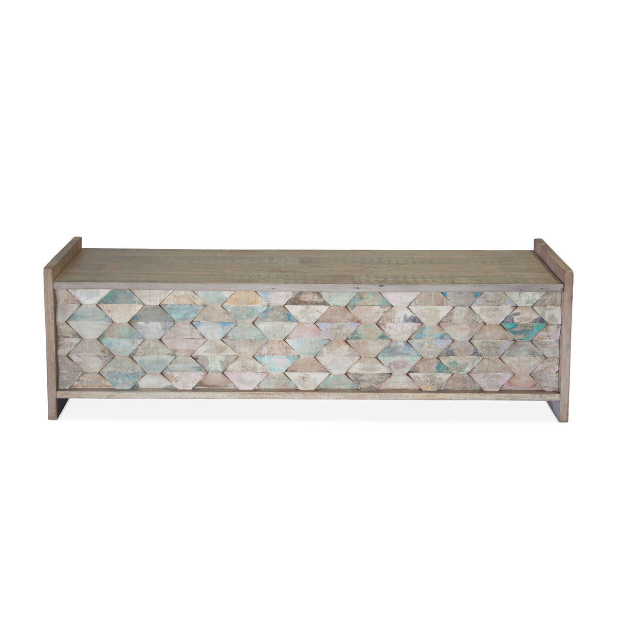 Ibizia 60" Storage Bench in Vintage Teal Reclaimed Wood