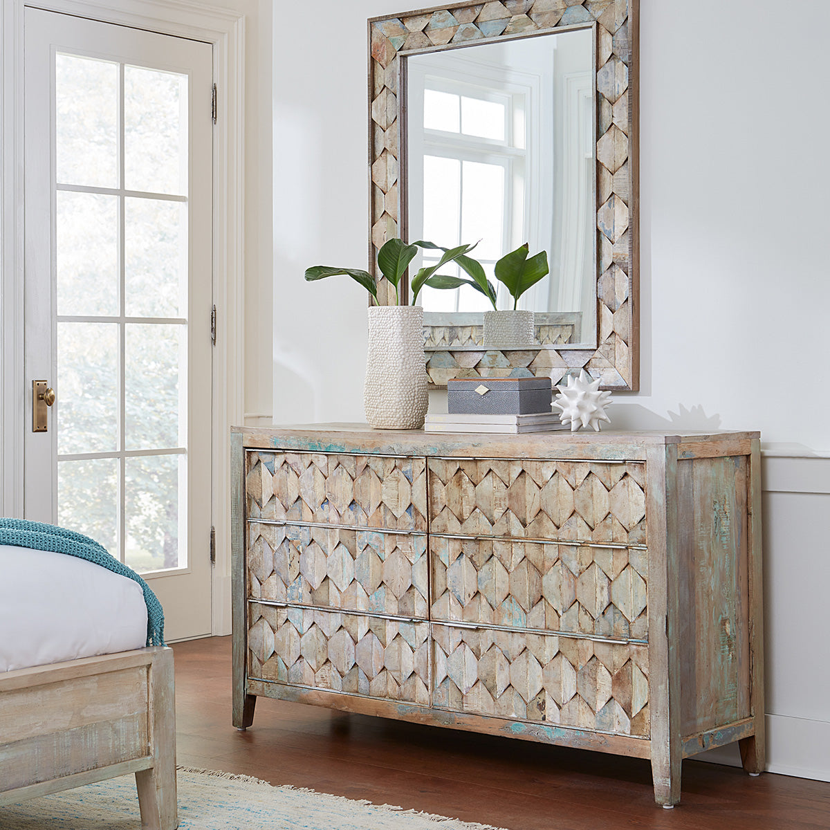 Ibiza 57" Dresser in Vintage Teal Reclaimed Wood by Home Trends & Design at Eve Furniture