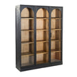 Kingston 61" Glass Cabinet Shelves in Black with Natural Interior by Home Trends & Design at Eve Furniture