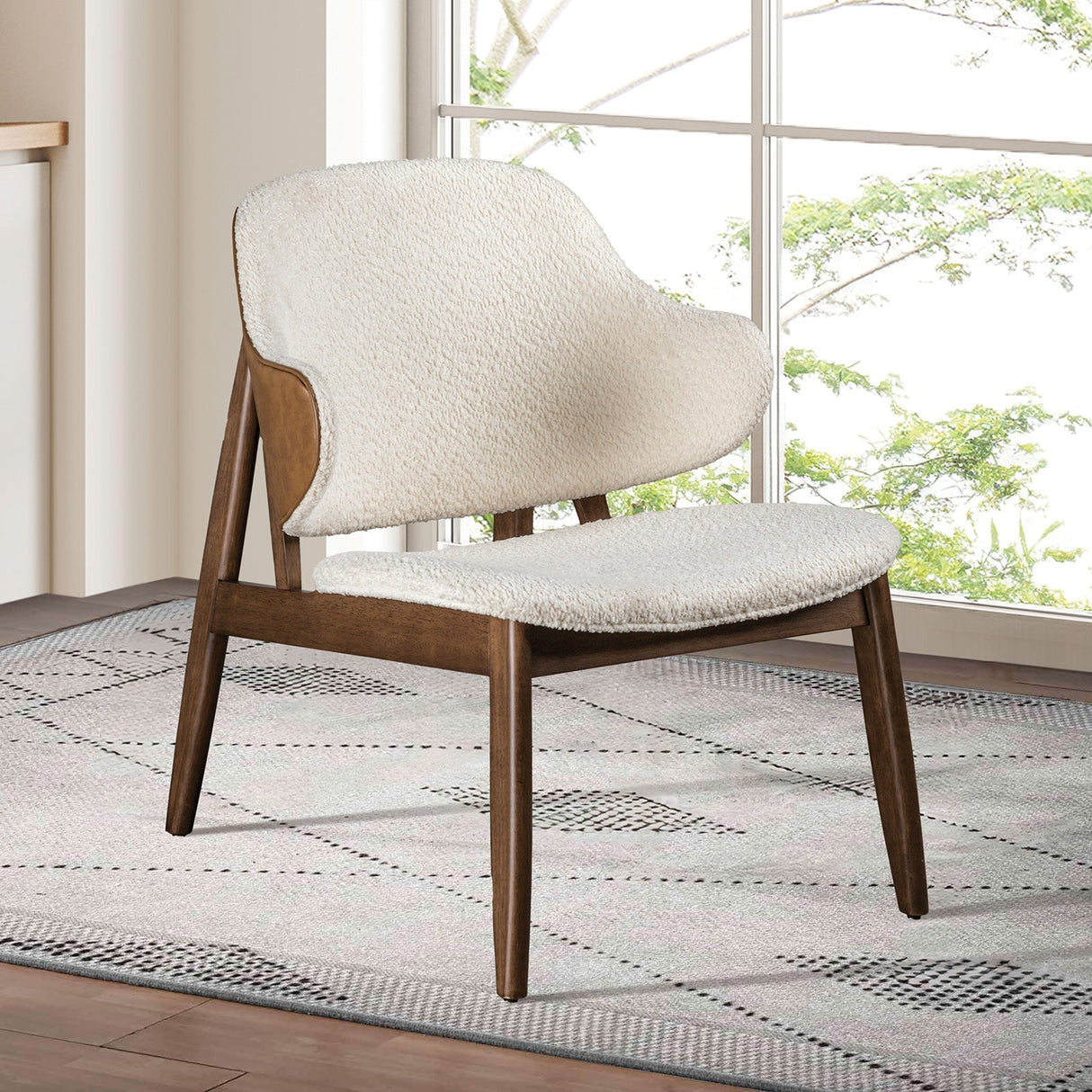 Belp Walnut/Beige Accent Chair