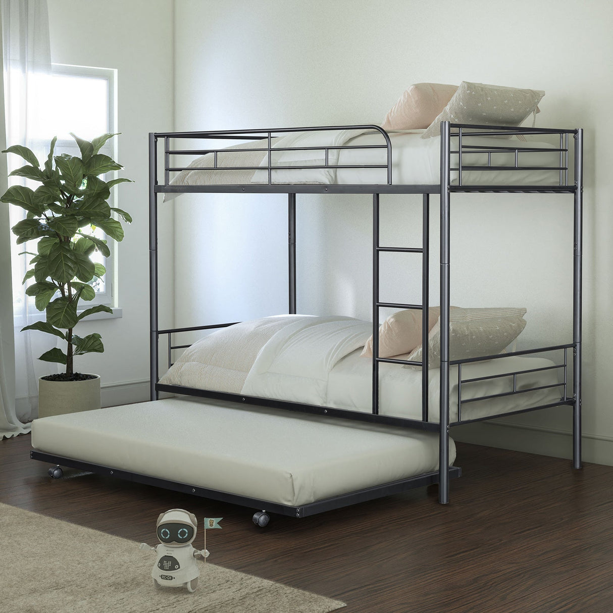 Philotus Black Twin/Twin Bunkbed + Trundle