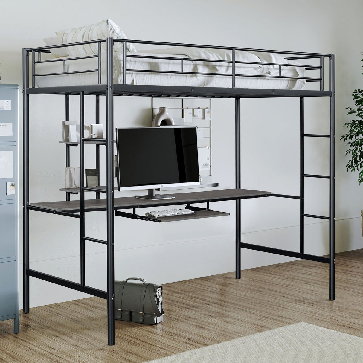 Tymon Black Twin Loft Bed