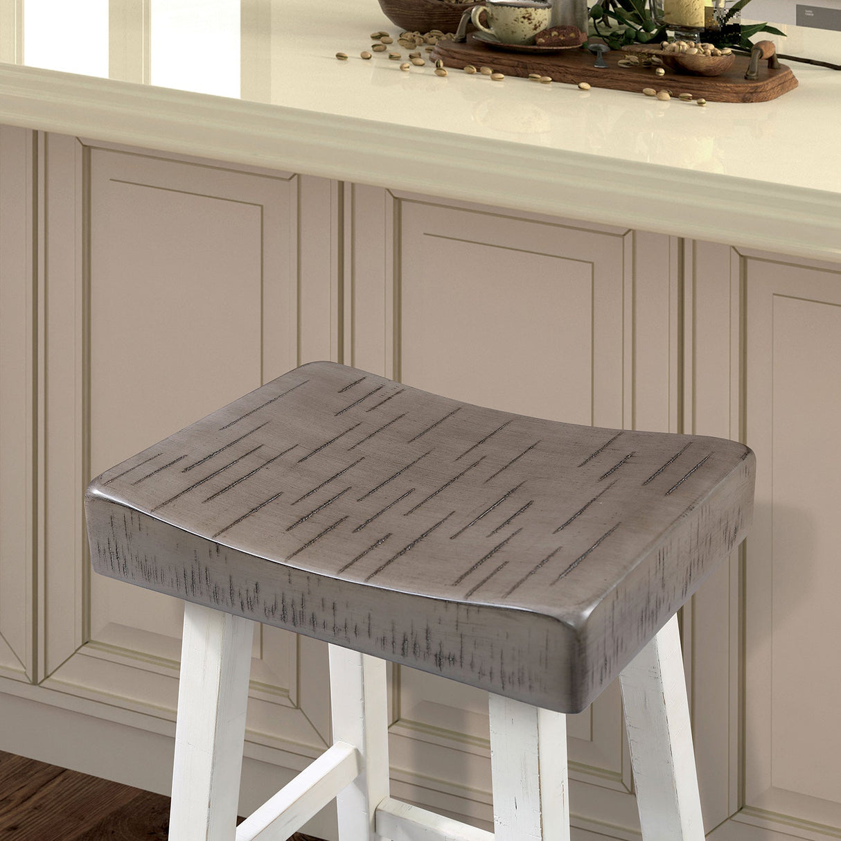 Biasca Gray/White 24" Stool, Set of 2