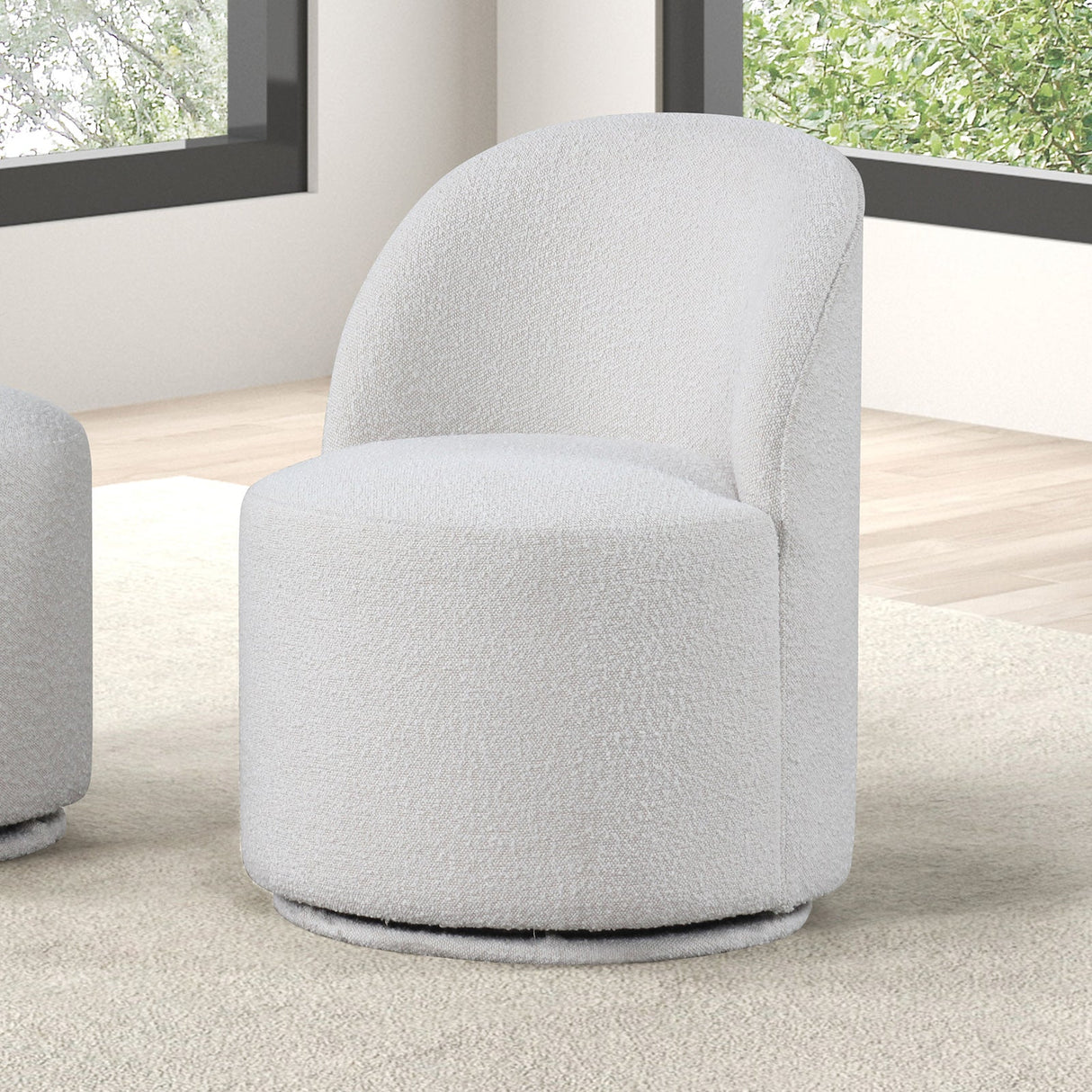 Broager White Dining Swivel Chair, White