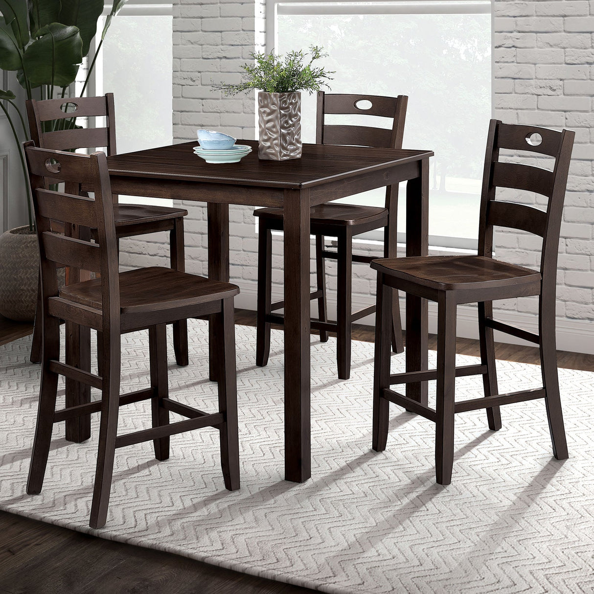 Lubbock Expresso 5 Pc. Counter Ht. Table Set