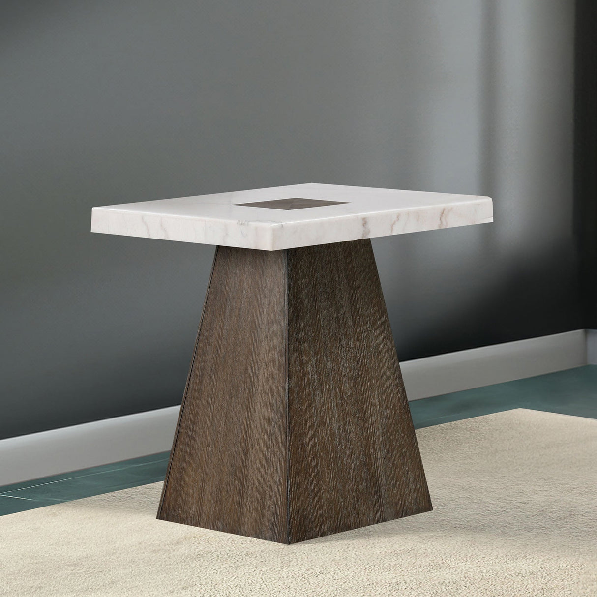 Grasten Dark Walnut/White Square End Table