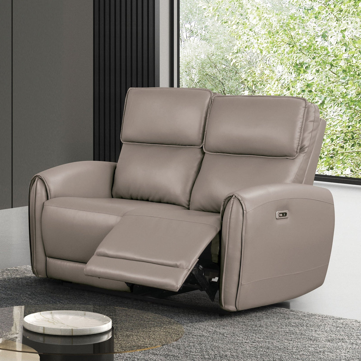 Schlieren Light Brown Power Loveseat