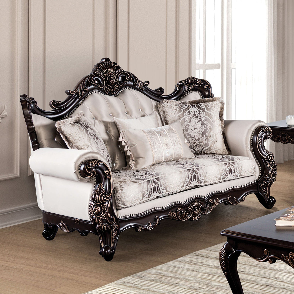 Palencia Dark Cherry/Beige Loveseat