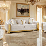Valdosta Beige/Gold Sofa & Loveseat by Furniture of America at Eve Furniture