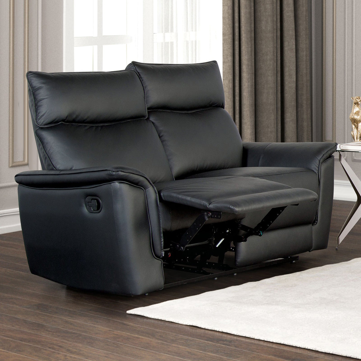 Bienne Black Loveseat Manual Recliner