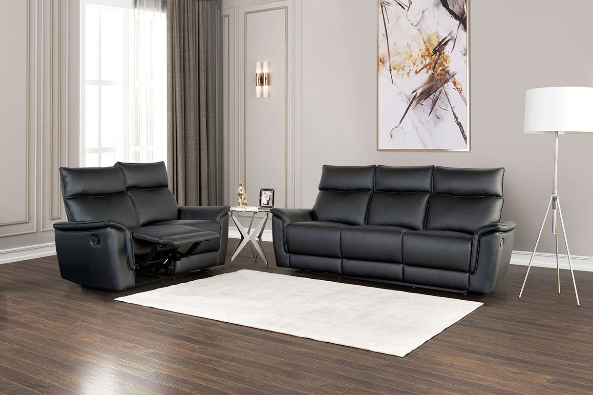 Bienne Black Sofa Manual Recliner