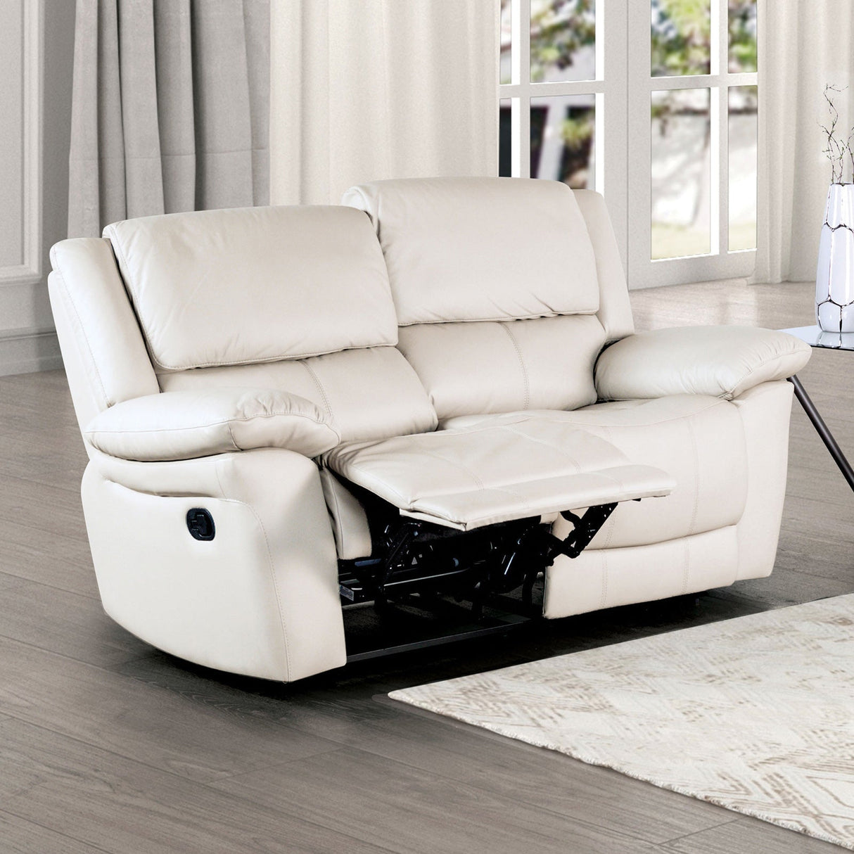 Glarus White Loveseat Manual Recliner