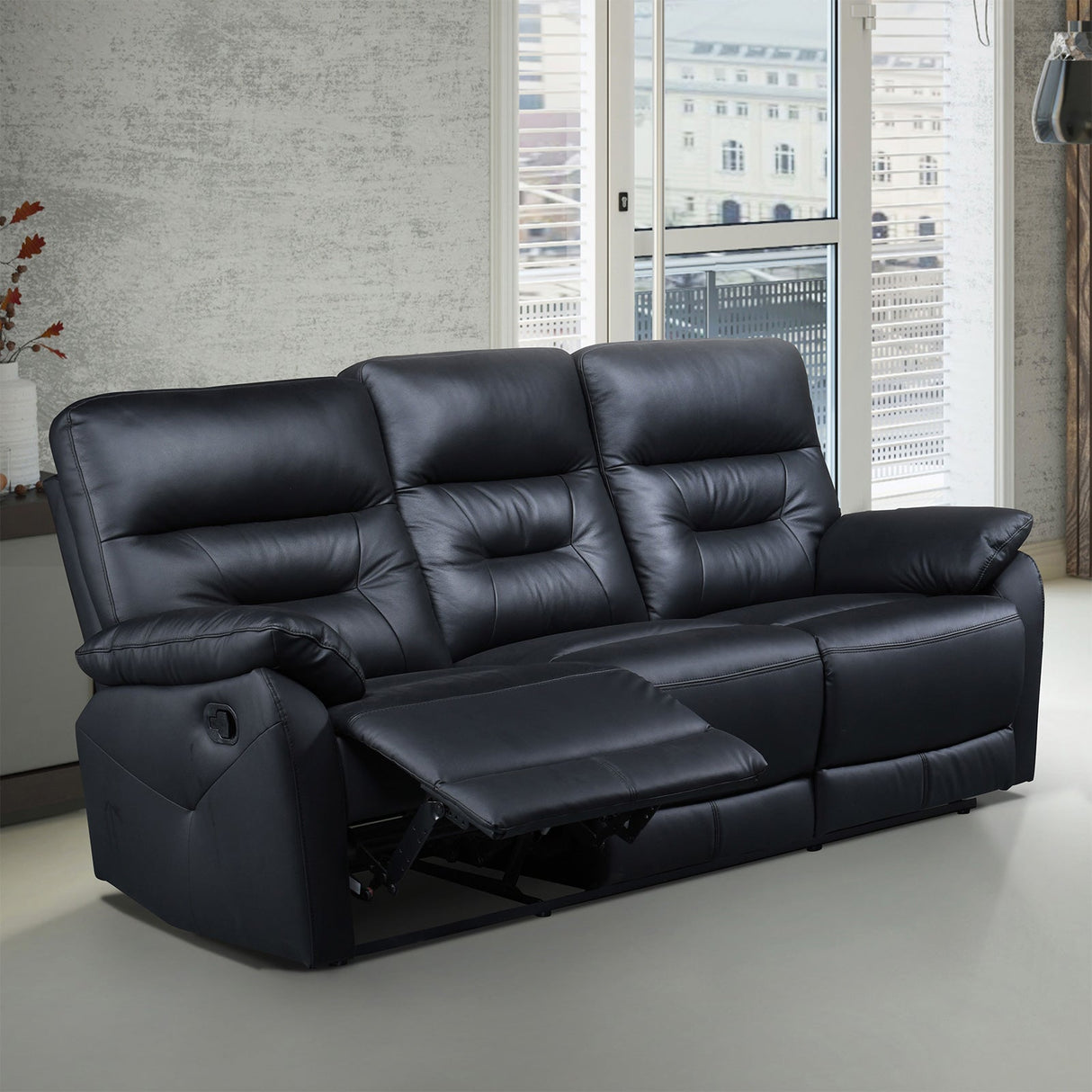 Micaelis Black Manual Recline Sofa