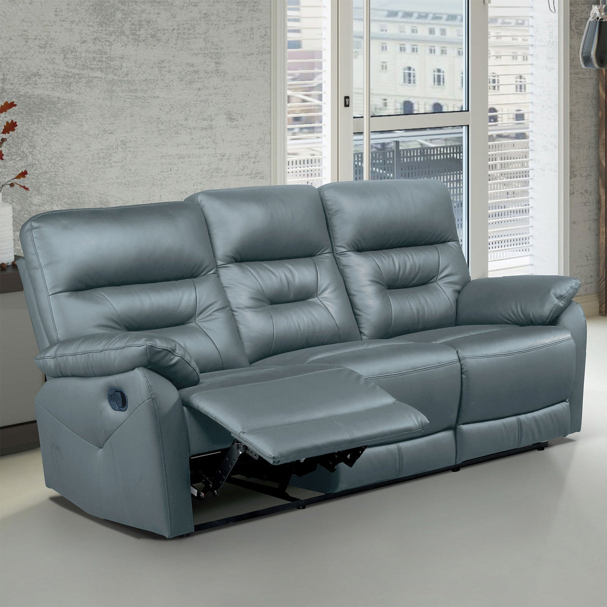 Micaelis Slate Blue Manual Recline Sofa