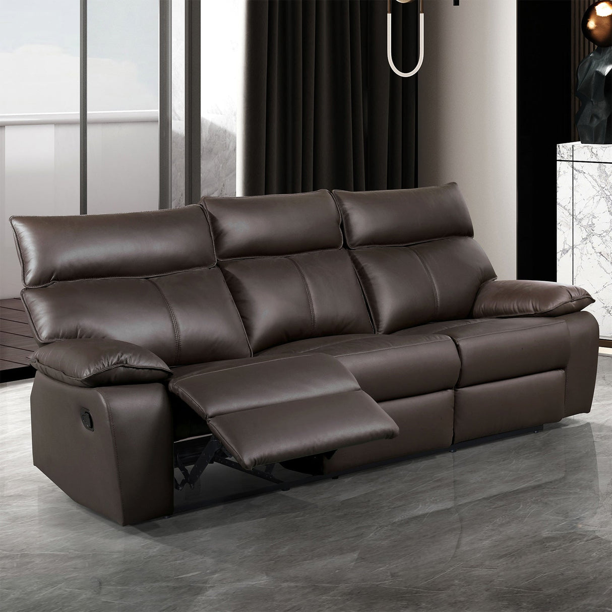 Onoria Brown Manual Recline Sofa