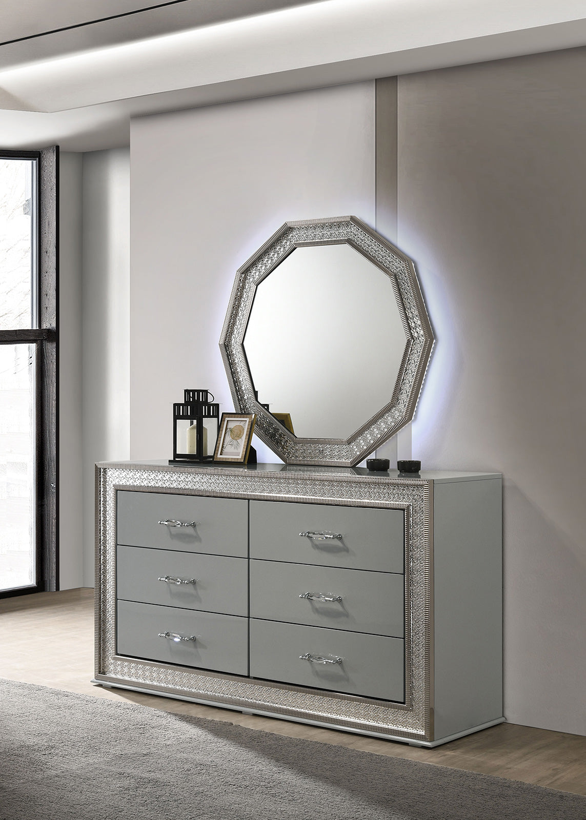 Cassiopeia Metallic Gray Dresser