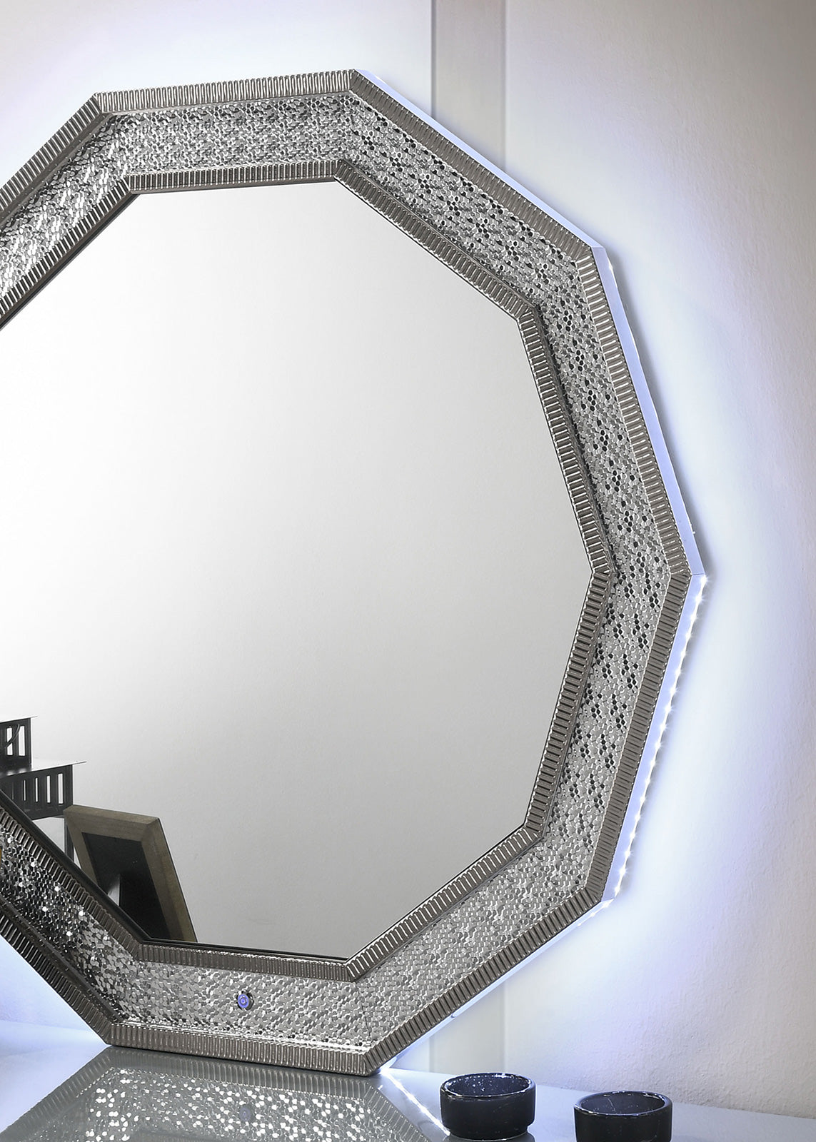 Cassiopeia Metallic Gray Decagon Mirror