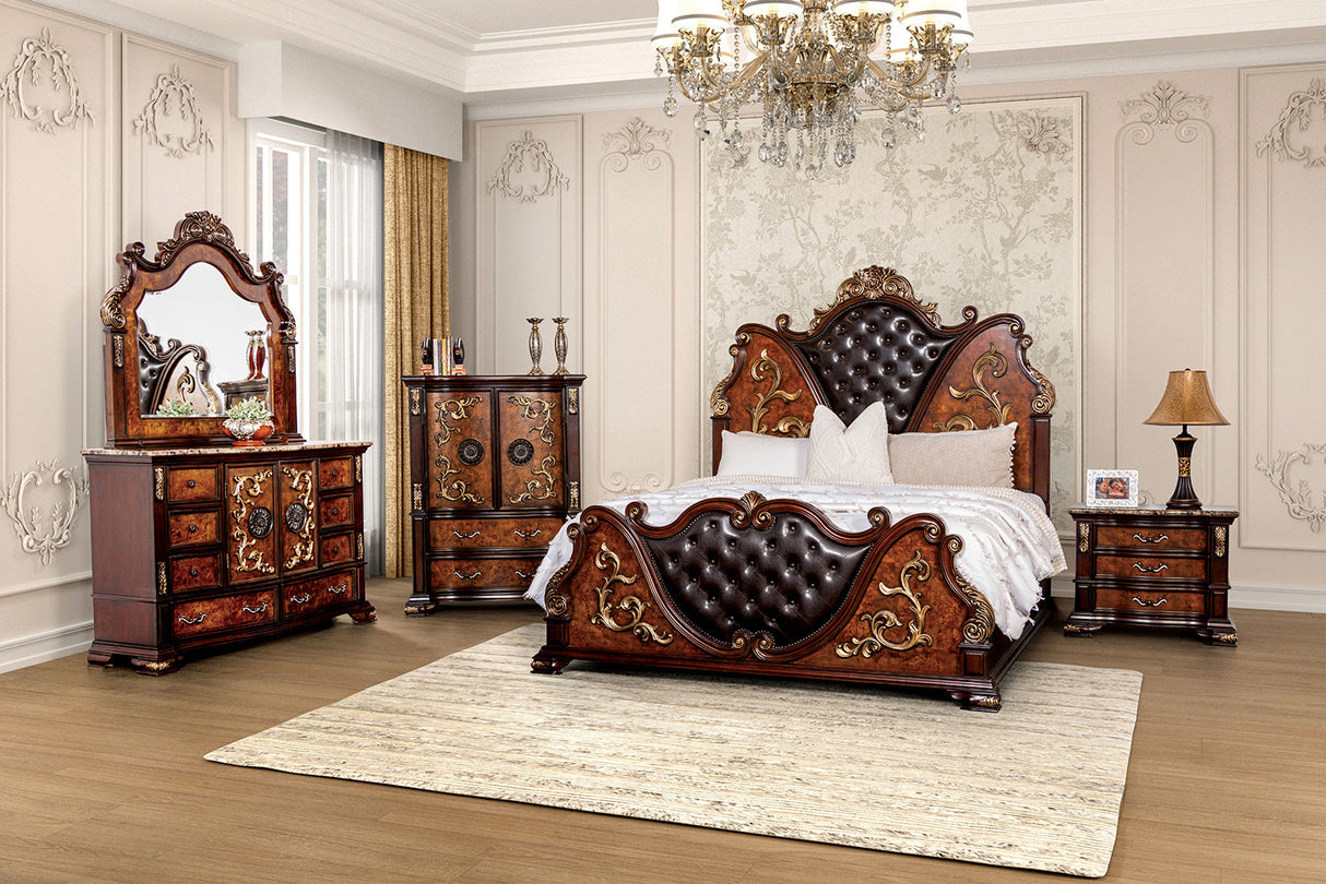 Aquilina Dark Cherry/Oak King Bed