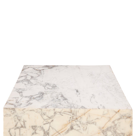 Nile 32" Drum Coffee Table in Alabaster Marble by Home Trends & Design at Eve Furniture