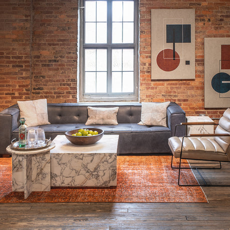 Nile 32" Drum Coffee Table in Alabaster Marble by Home Trends & Design at Eve Furniture