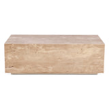 Nile 50" Drum Coffee Table in Travertine Stone by Home Trends & Design at Eve Furniture