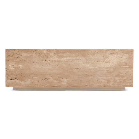 Nile 50" Drum Coffee Table in Travertine Stone by Home Trends & Design at Eve Furniture