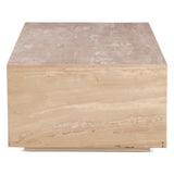 Nile 50" Drum Coffee Table in Travertine Stone by Home Trends & Design at Eve Furniture