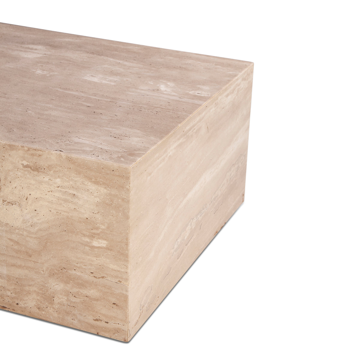 Nile 50" Drum Coffee Table in Travertine Stone by Home Trends & Design at Eve Furniture