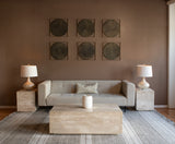 Nile 50" Drum Coffee Table in Travertine Stone by Home Trends & Design at Eve Furniture