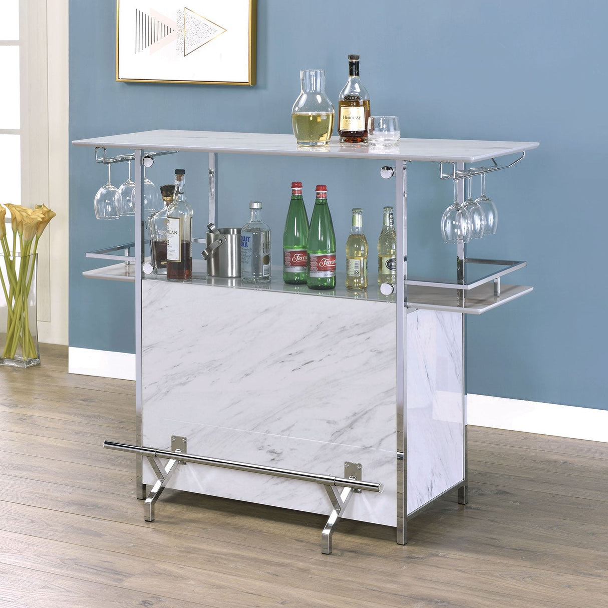 Rianna White/Chrome Bar Table