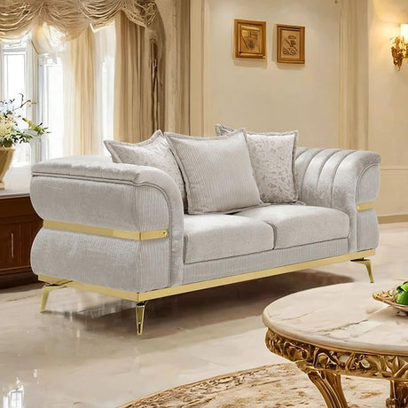 Charlevoix Beige/Gold Sofa & Loveseat by Furniture of America at Eve Furniture