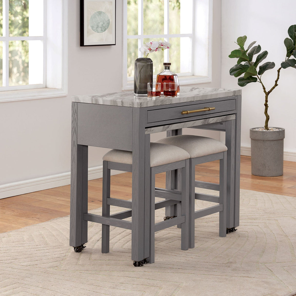 Whitehall White/Light Gray Counter Ht. Table